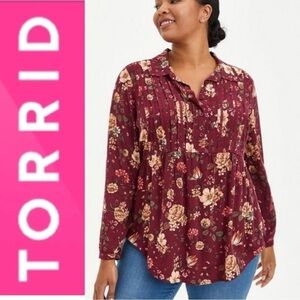 Torrid Slub Lace Trim Tunic Top